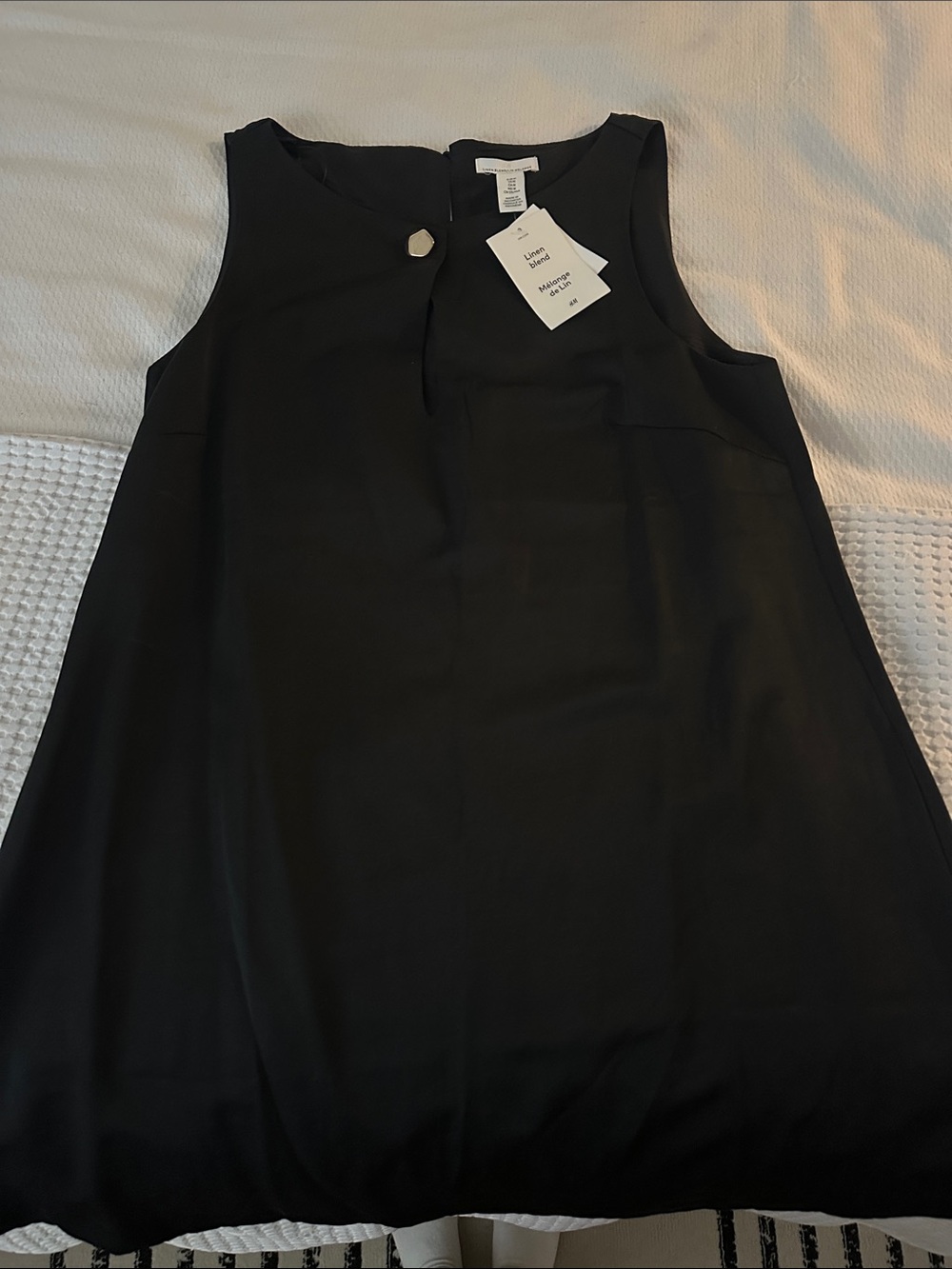 H&M Black Sleeveless A-Line Dress with Accent Button